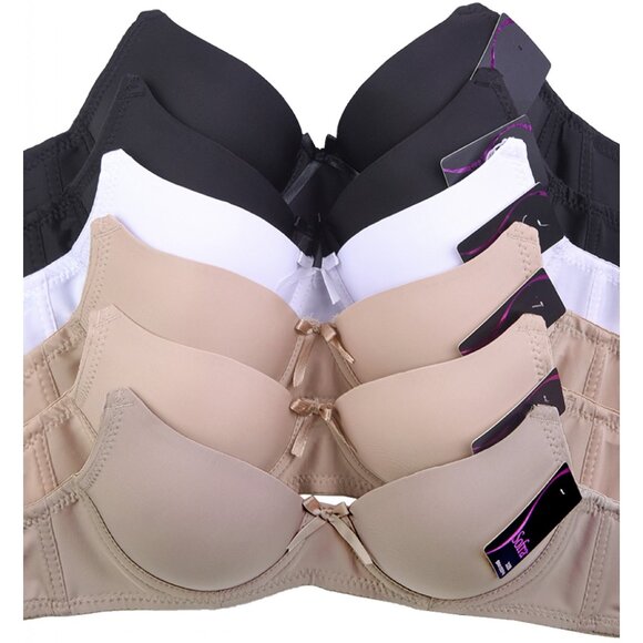 PACK OF 6 Women's Sofra Full Coverage Underwire Solid T Shirt Bras (BR4560P) - Picture 2 of 11